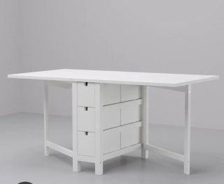Mesa plegable  blanca, medidas esplicitas en foto