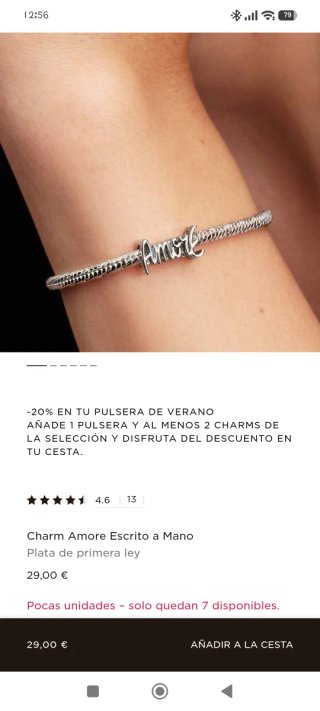 Charm Amore Escrito a Mano Plata