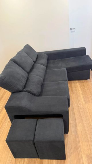 Sofá Cama, Negro Tela