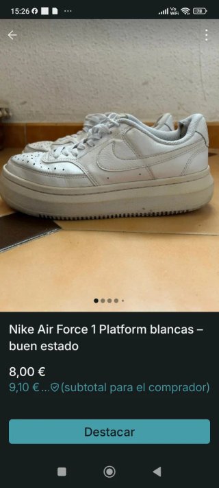 Nike Air Force 1 Platform Blancas Talla 39