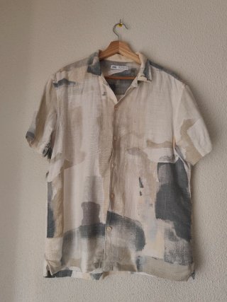 Camisa Zara Lino Estampado Abstracto