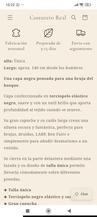 Capa El Costurero Real - Terciopelo Negro