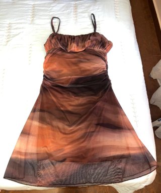 Vestido tirantes degradado marrón y naranja