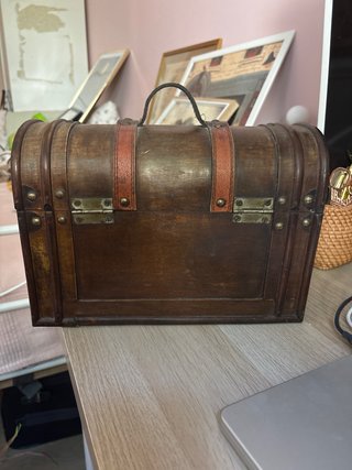 Cofre Antiguo Madera y Cuero