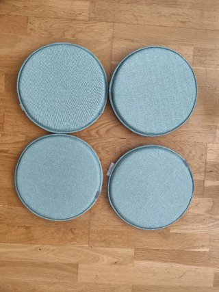 4 Cojines Redondos Tela Azul Verdoso medida 30 cm
