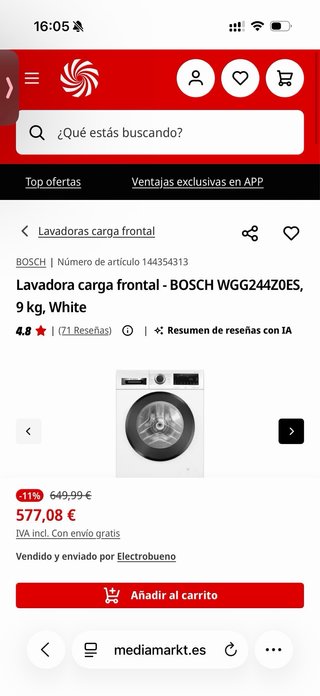 Lavadora nueva Bosch Serie 6 - 9kg