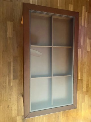 Mesa centro cristal elevable madera
