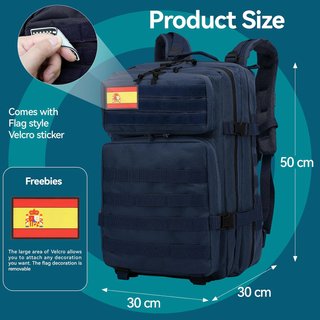 Mochila Táctica 50L Azul Marino + 2 Parches