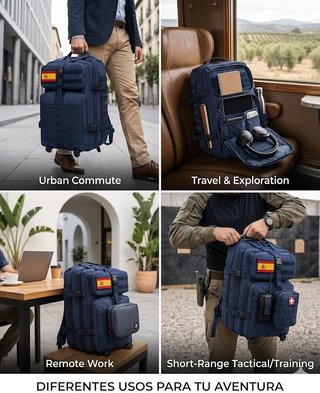 Mochila Táctica 50L Azul Marino + 2 Parches
