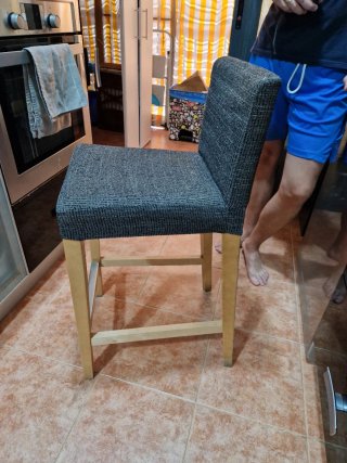 2 Taburetes Altos Cocina Madera y Tela