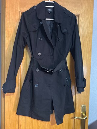 Gabardina Negra Blanco Talla S