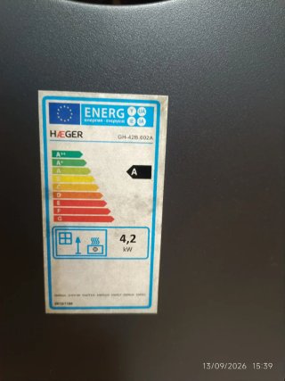 Estufa de gas HAEGER negra y gris