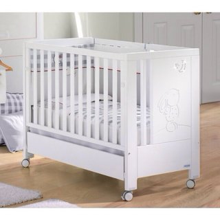 Cuna de madera blanca con cajón