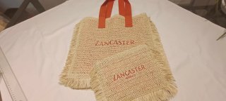 Bolsa playa Lancaster y neceser beige