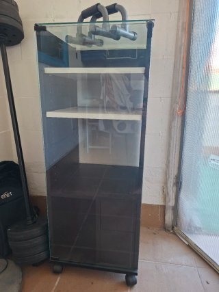 Mueble auxiliar cristal y madera