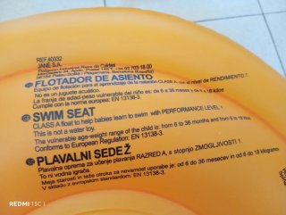 Flotador asiento bebé JANÉ naranja