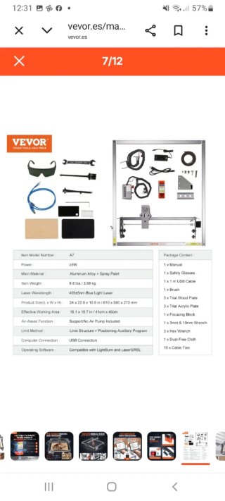 Grabador Láser VEVOR A7 5W 410x400mm Nuevo