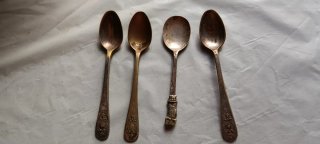 Juego 4 Cucharitas Antiguas Plata