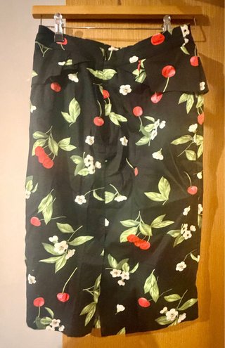 Falda lápiz pinup con estampado de cerezas