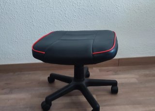 Taburete Reposapiés Bajo con Ruedas Negro/Rojo