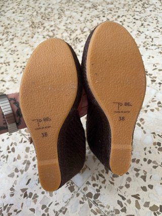 Cuñas esparto marrón y naranja talla 38
