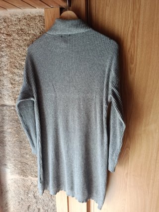 Vestido punto cuello alto gris XL