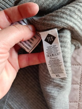 Vestido punto cuello alto gris XL