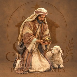 Figura Belén Resina Pastor con Oveja