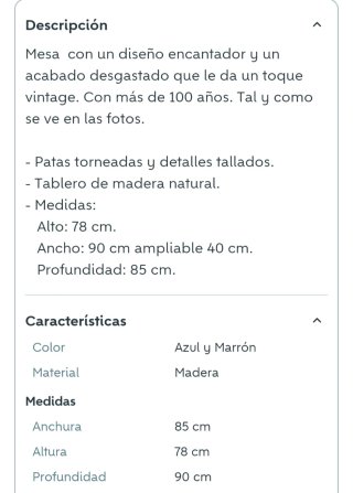 Mesa antigua de madera azul y marrón