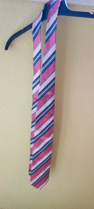 Corbata Hugo Boss Seda Rayas Azul Rosa