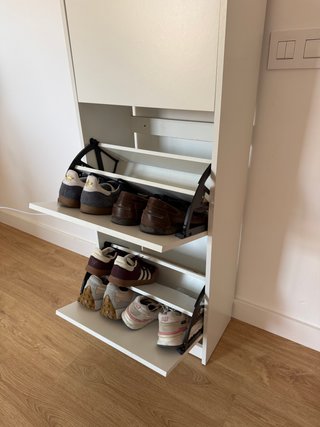 Zapatero estrecho blanco 4 compartimentos