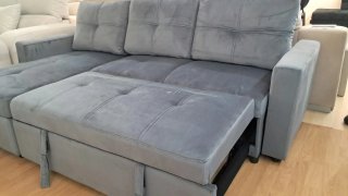 Sofá Cama Terciopelo Gris Pau