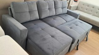 Sofá Cama Terciopelo Gris Pau