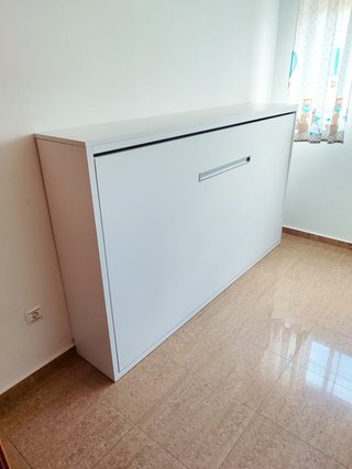 Cama Abatible Horizontal Blanca 135x190