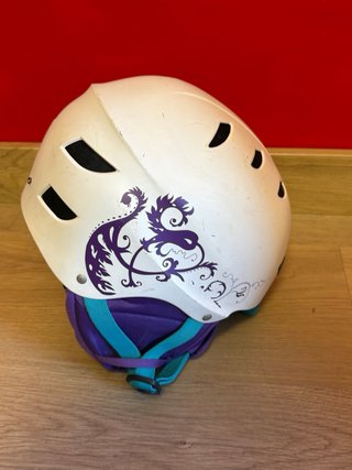 Casco de Snowboard Blanco con Detalles Morados