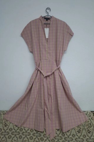 Poplin check pink dress