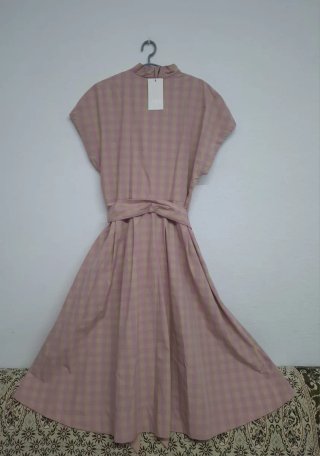 Poplin check pink dress