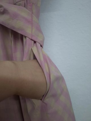 Poplin check pink dress