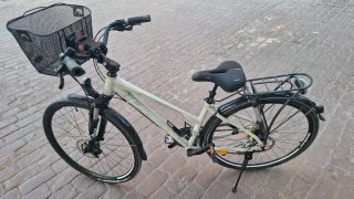 Bicicleta de paseo con cesta y portabultos
