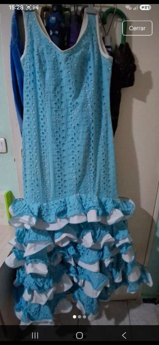 Vestido Flamenca Volantes Azul Talla Única