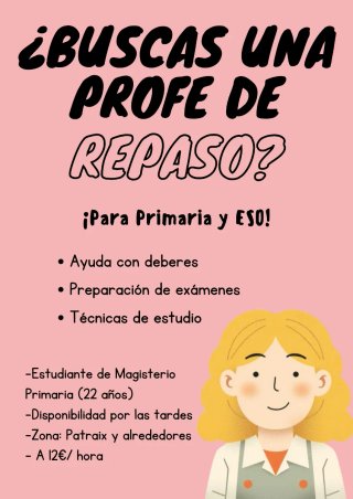 Profesora de repaso/Clases particulares en Patraix
