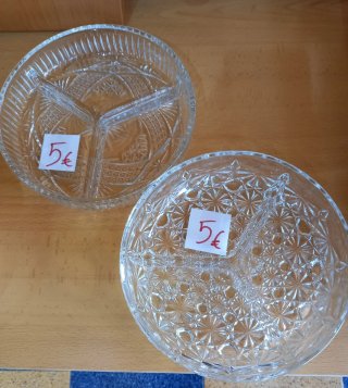 2 Fuentes cristal tallado 3 compartimentos