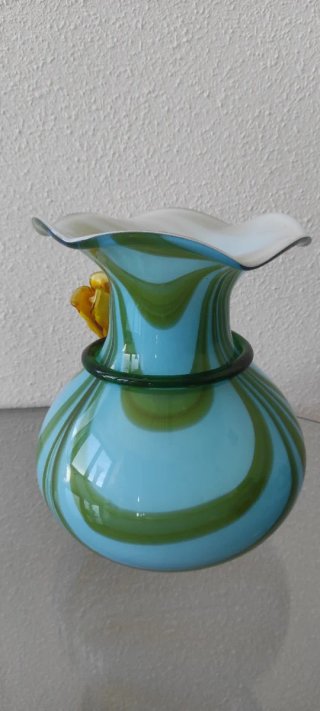Vasi Murano Blu e Verde con Rosa