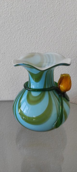 Vasi Murano Blu e Verde con Rosa