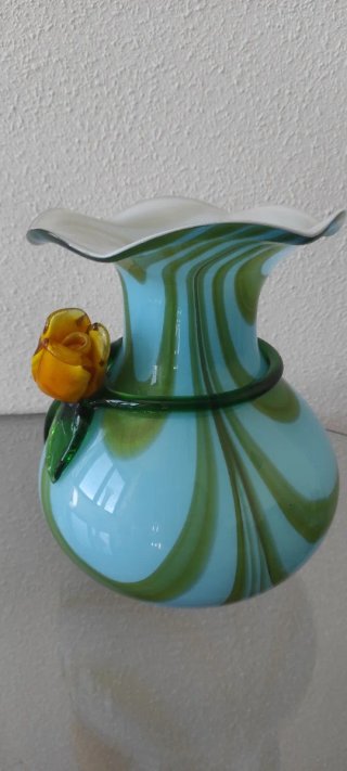 Vasi Murano Blu e Verde con Rosa