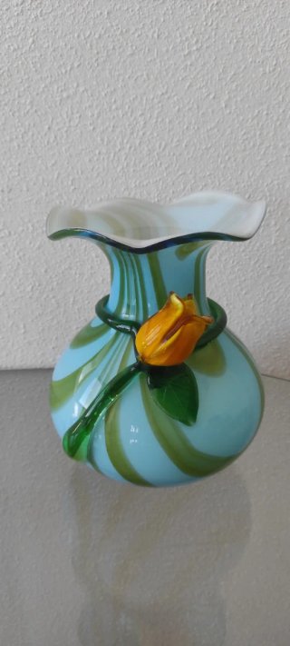 Vasi Murano Blu e Verde con Rosa