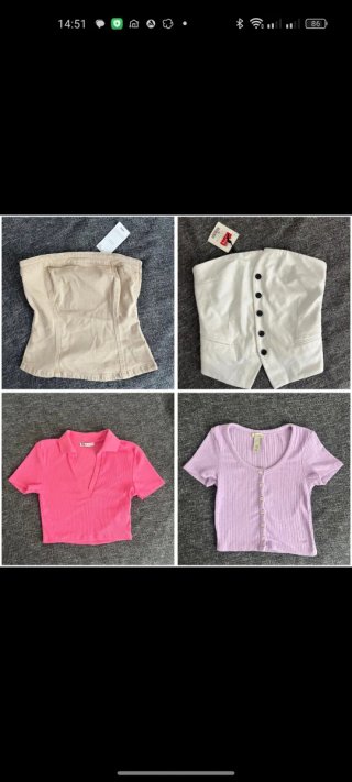 Lote 4 tops (beige, rosa, lila, blanco)