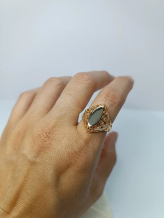 Anillo chapado oro 14 ql diseño sello.