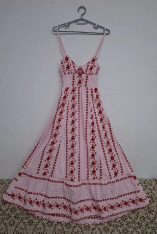Midi dress with cutwork embroidery