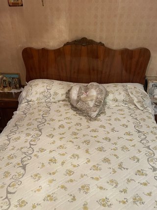 Cabecero vintage + cama matrimonial madera